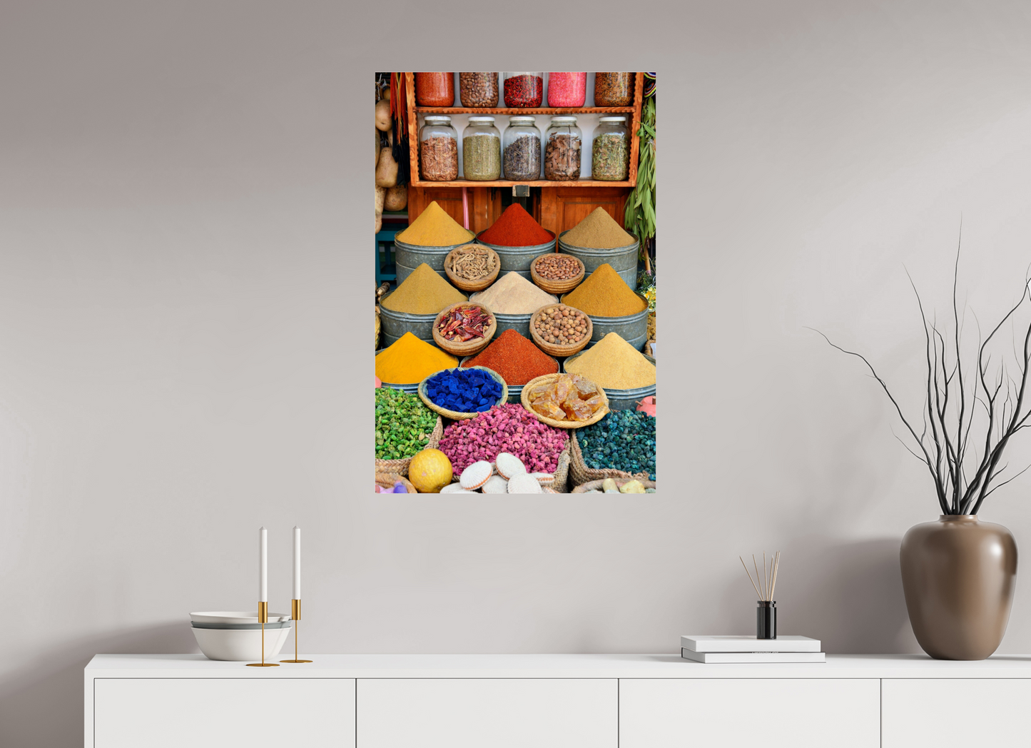 60 x 90 cm, Photo Print Under Acrylic Glass Spices and Colors from Marrakech; Image taken by J. Schleenbecker; copyright 2025 Fine Art Photo Print under Acrylic Glass