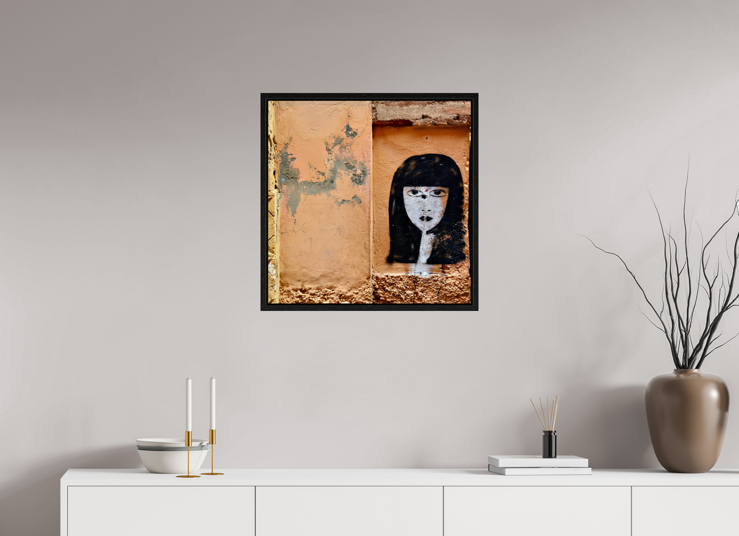 60 x 60 cm, Foto Print on Acrylic glass; Oak Wood Frame Basel 15 mm Silence in the Medina Vol. 1; Marrakech-Morocco; Fine Art Photo Print under Acrylic Glass