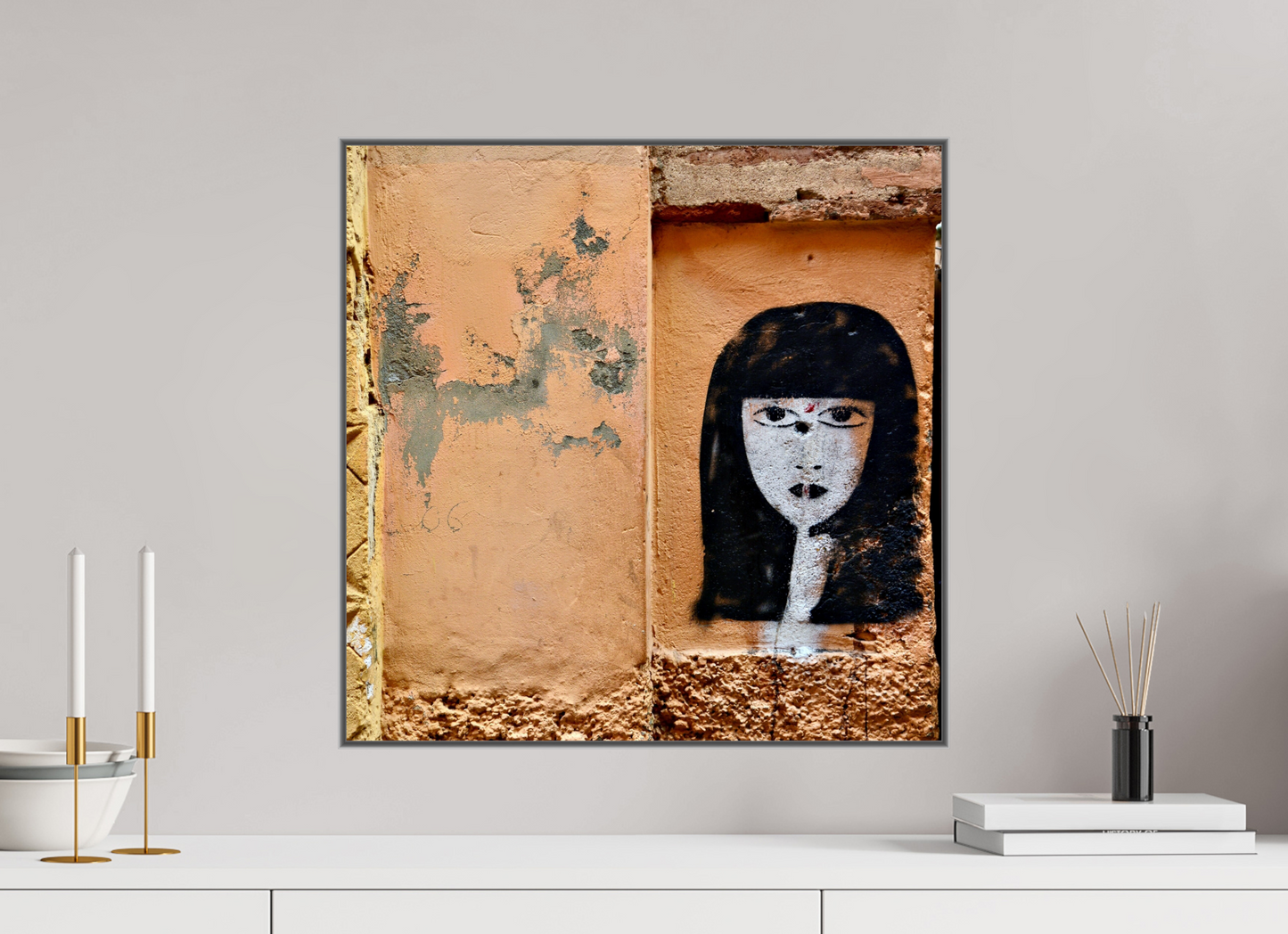 50 x 50 cm, Art Box 50 mm - Aluminium Rahmen - Foto-Abzug hinter Acrylglas - printed and designed by Whitewall Silence in the Medina Vol. 1; Fine Art Photo Print under Acrylic Glass