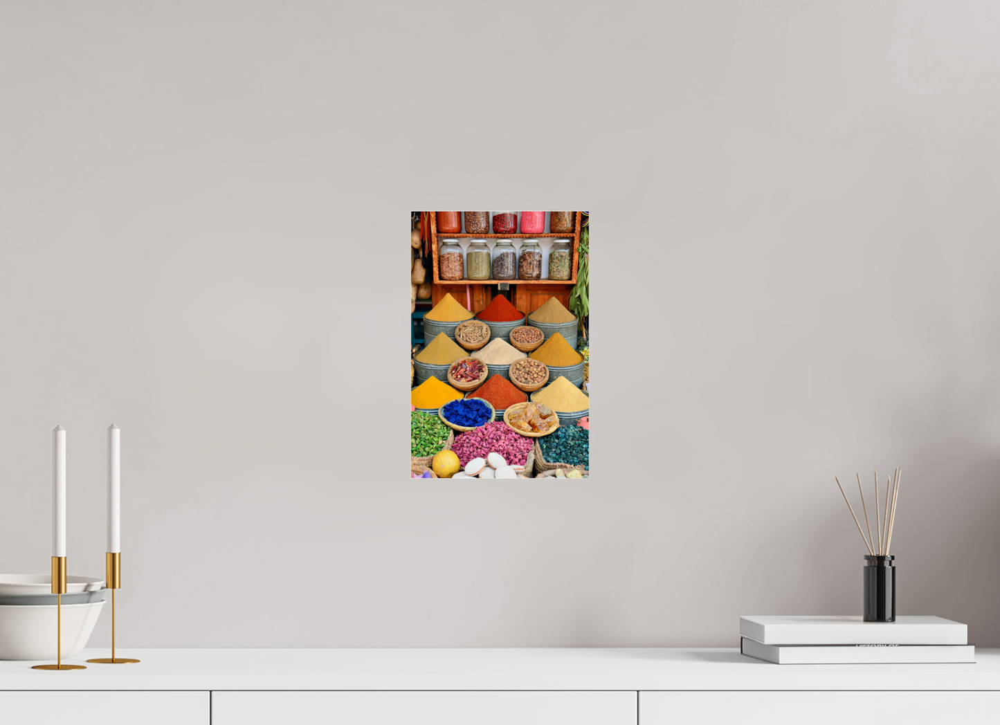 20 x 30 cm, Photo Print Under Acrylic Glass Spices and Colors from Marrakech; Image taken by J. Schleenbecker; copyright 2025 Fine Art Photo Print under Acrylic Glass