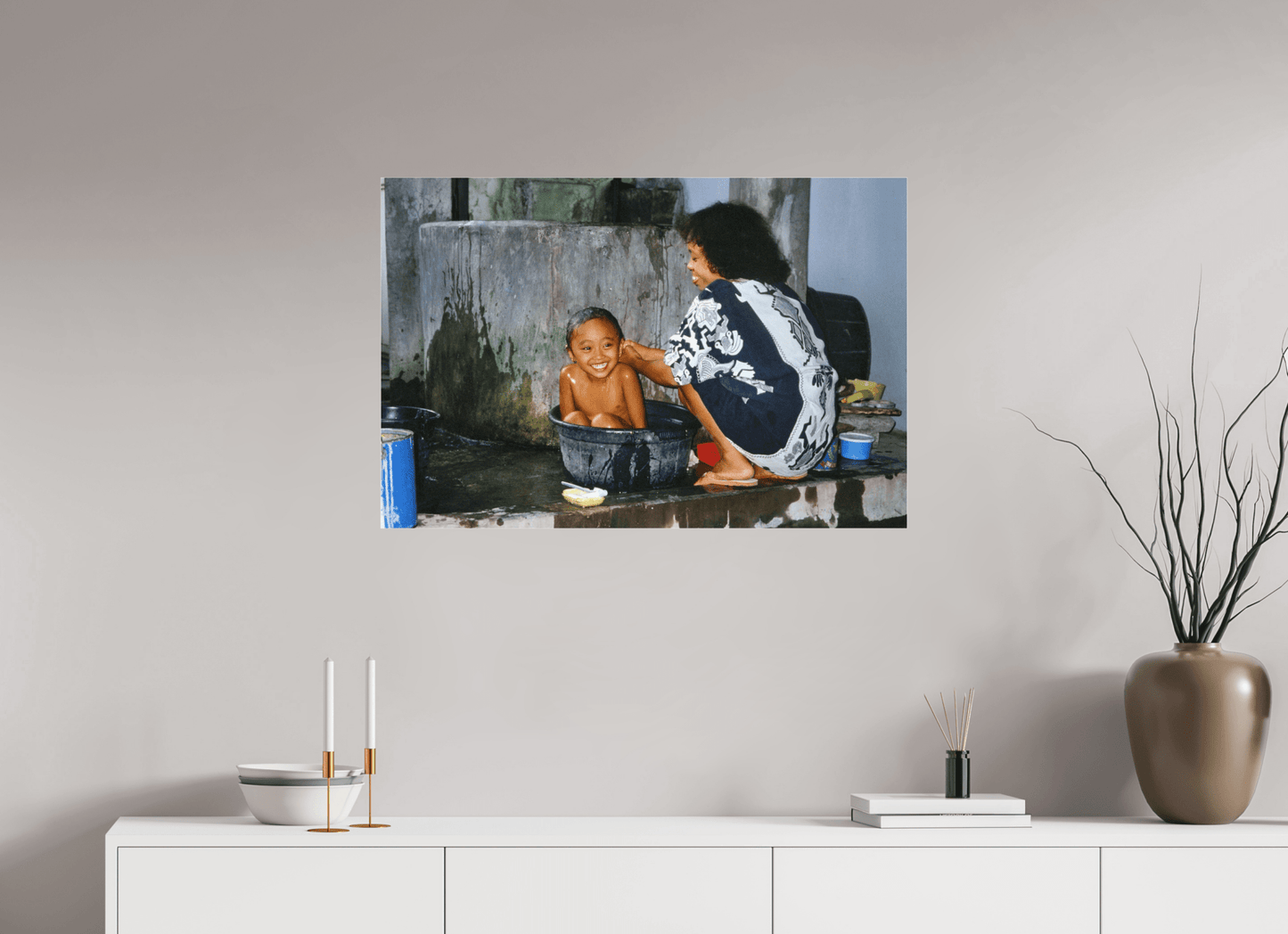 Happy Market Kids Vol. 1; Market Scene Sumatra - Inonesia; Fine Art Photo Print under Acrylglass - Colors of Marrakech - Photo Art Gallery