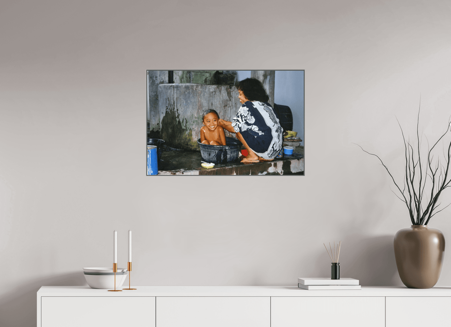 Happy Market Kids Vol. 1; Market Scene Sumatra - Inonesia; Fine Art Photo Print under Acrylglass - Colors of Marrakech - Photo Art Gallery