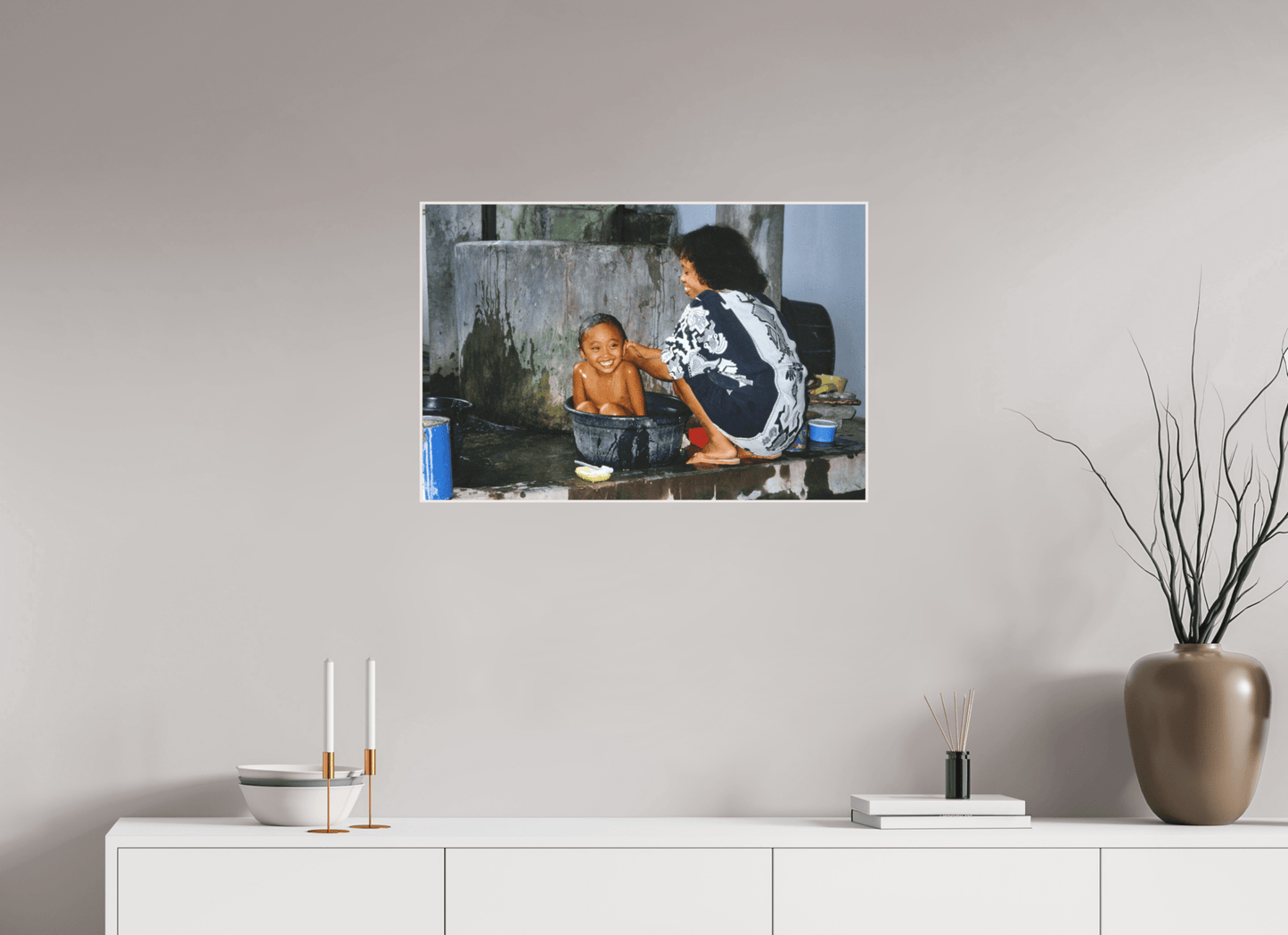 Happy Market Kids Vol. 1; Market Scene Sumatra - Inonesia; Fine Art Photo Print under Acrylglass - Colors of Marrakech - Photo Art Gallery