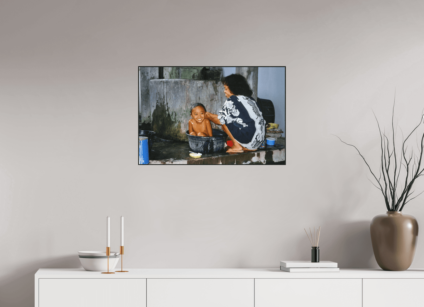 Happy Market Kids Vol. 1; Market Scene Sumatra - Inonesia; Fine Art Photo Print under Acrylglass - Colors of Marrakech - Photo Art Gallery