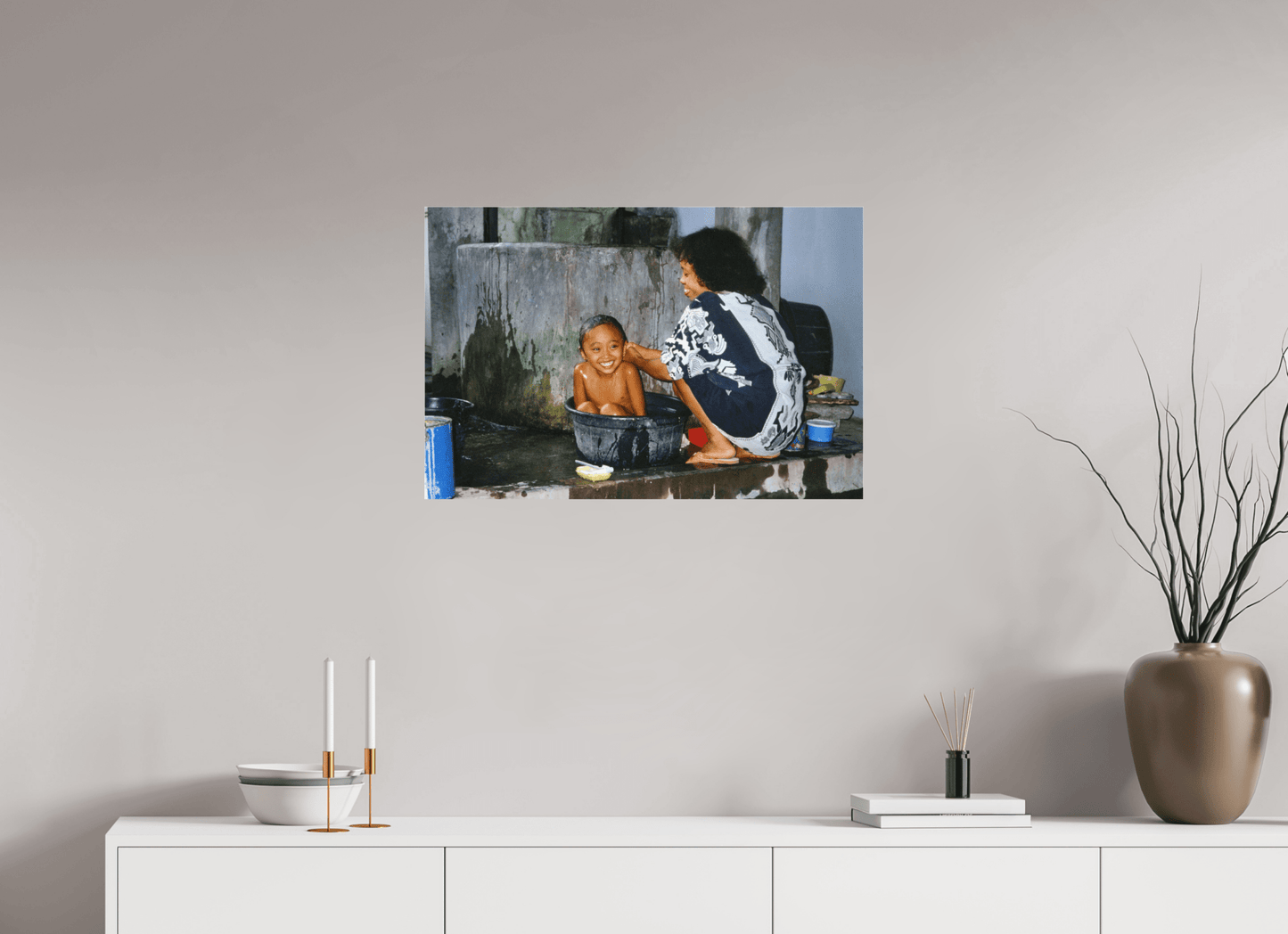 Happy Market Kids Vol. 1; Market Scene Sumatra - Inonesia; Fine Art Photo Print under Acrylglass - Colors of Marrakech - Photo Art Gallery