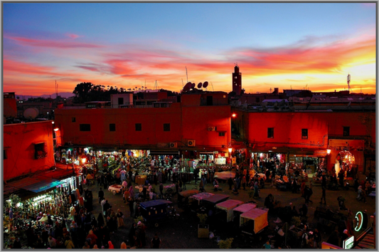 Magic Sunset in the Medina Vol. 2 - Marrakech. Fine Art Photo Print under Acrylic Glass - Colors of Marrakech - Photo Art Gallery