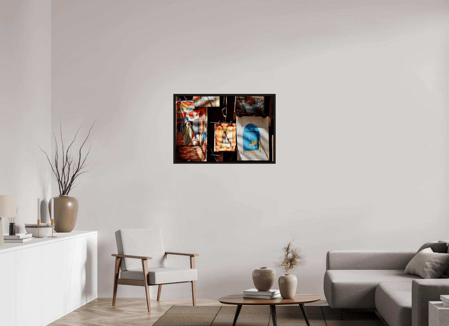 Marrakech Street Art Gallery Vol.1; Photo Art Print under Acrylic glass; Oak wood Frame 15 mm - Colors of Marrakech - Photo Art Gallery