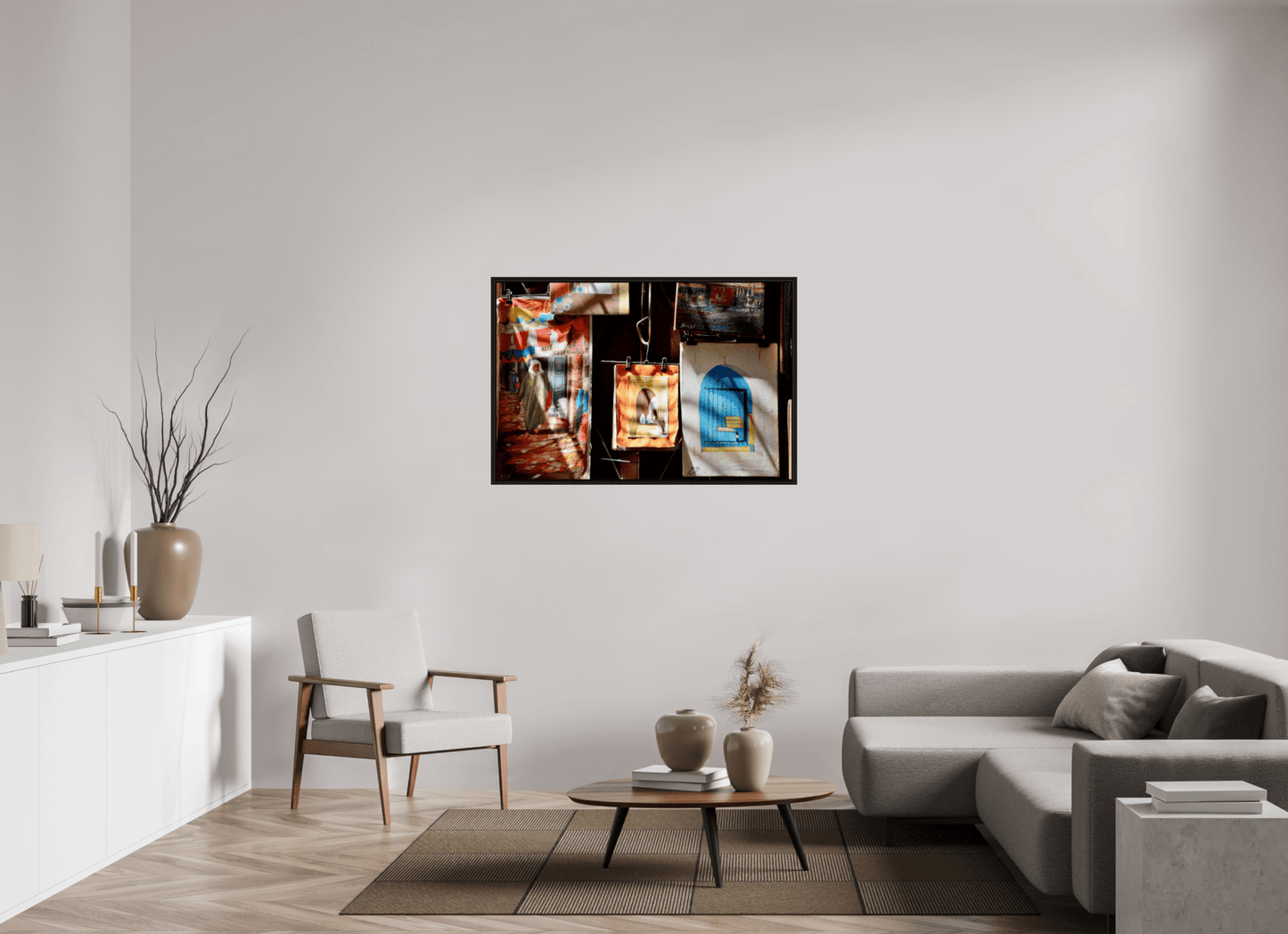 Marrakech Street Art Gallery Vol.1; Photo Art Print under Acrylic glass; Oak wood Frame 15 mm - Colors of Marrakech - Photo Art Gallery