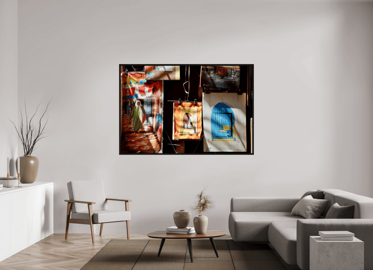 Marrakech Street Art Gallery Vol.1; Photo Art Print under Acrylic glass; Oak wood Frame 15 mm - Colors of Marrakech - Photo Art Gallery