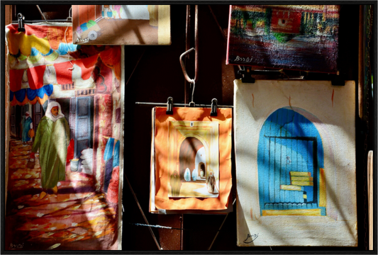 Marrakech Street Art Gallery Vol.1; Photo Art Print under Acrylic glass; Oak wood Frame 15 mm - Colors of Marrakech - Photo Art Gallery