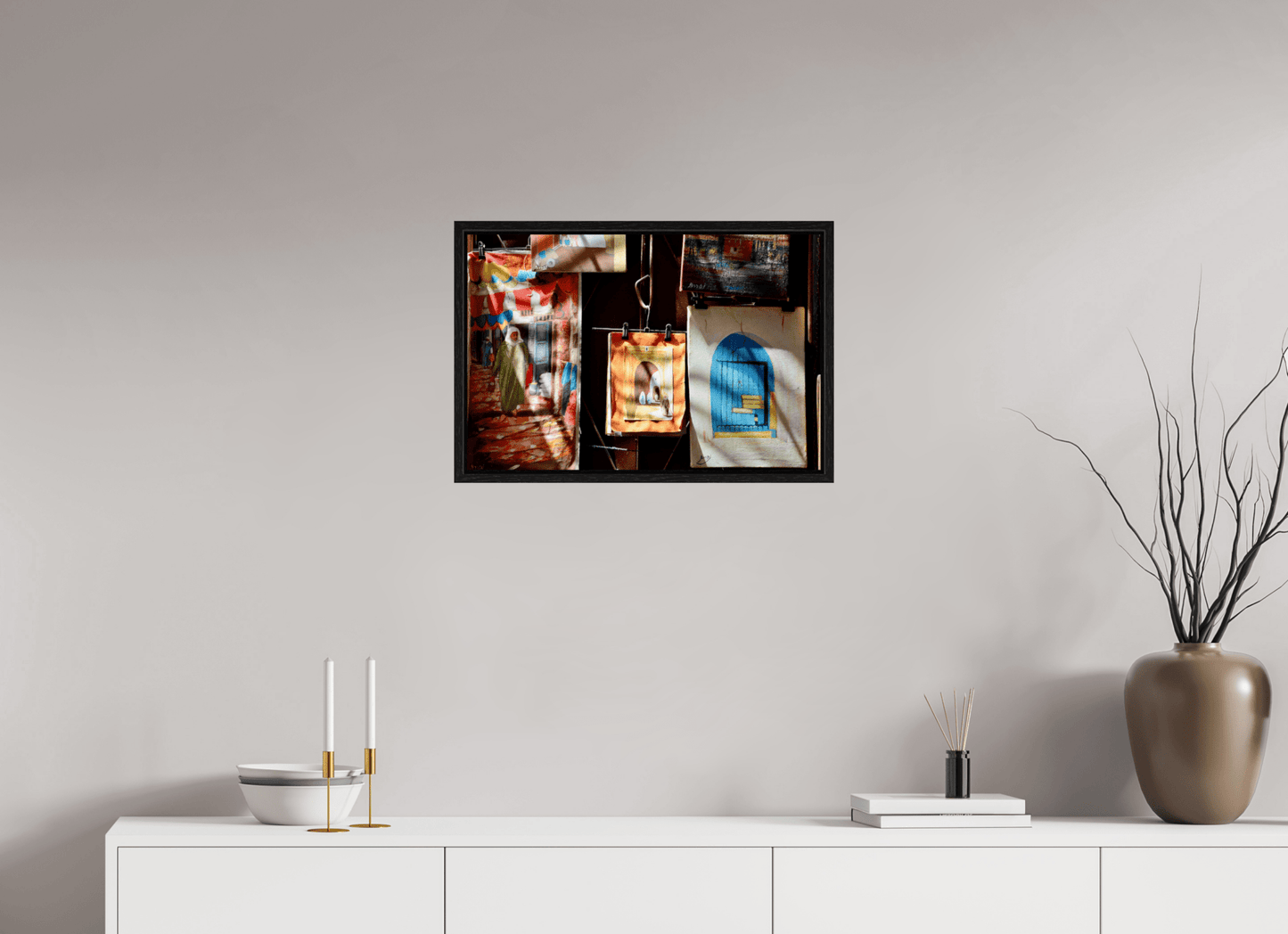 Marrakech Street Art Gallery Vol.1; Photo Art Print under Acrylic glass; Oak wood Frame 15 mm - Colors of Marrakech - Photo Art Gallery