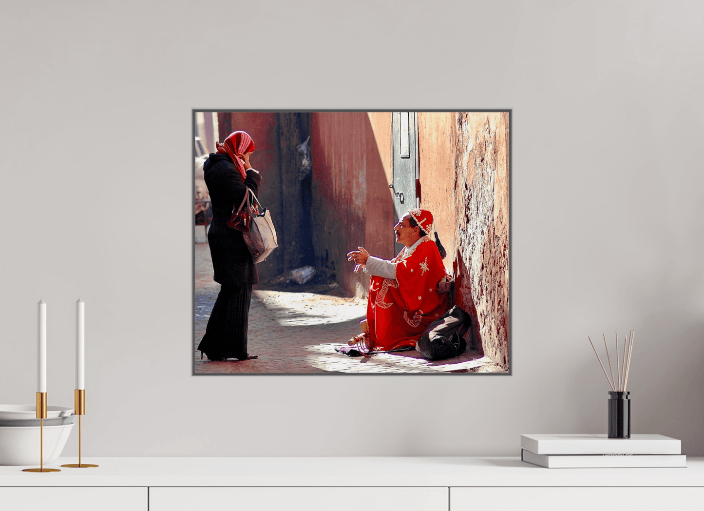 Morning Chat in the Medina - Vol.1 Fine Art Photography under Acrylic Glass; Print Series Limited Edition - Colors of Marrakech - Photo Art Gallery