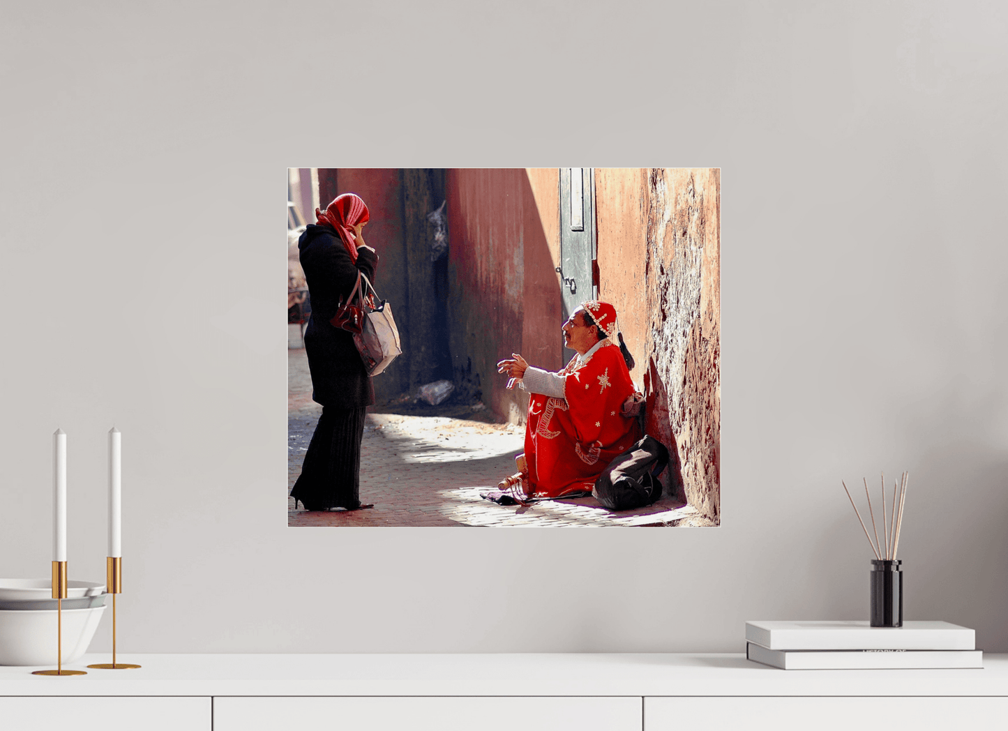 Morning Chat in the Medina - Vol.1 Fine Art Photography under Acrylic Glass; Print Series Limited Edition - Colors of Marrakech - Photo Art Gallery