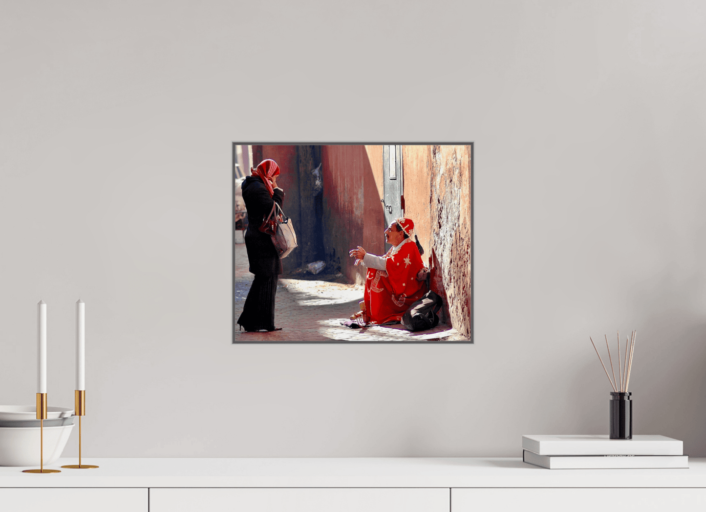 Morning Chat in the Medina - Vol.1 Fine Art Photography under Acrylic Glass; Print Series Limited Edition - Colors of Marrakech - Photo Art Gallery