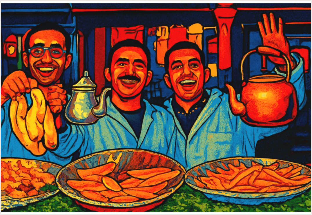 Oriental Food with Good Mood - Pop Art Design, Vol.3 - Photo Art Print under Acrylic Glass - Colors of Marrakech - Photo Art Gallery