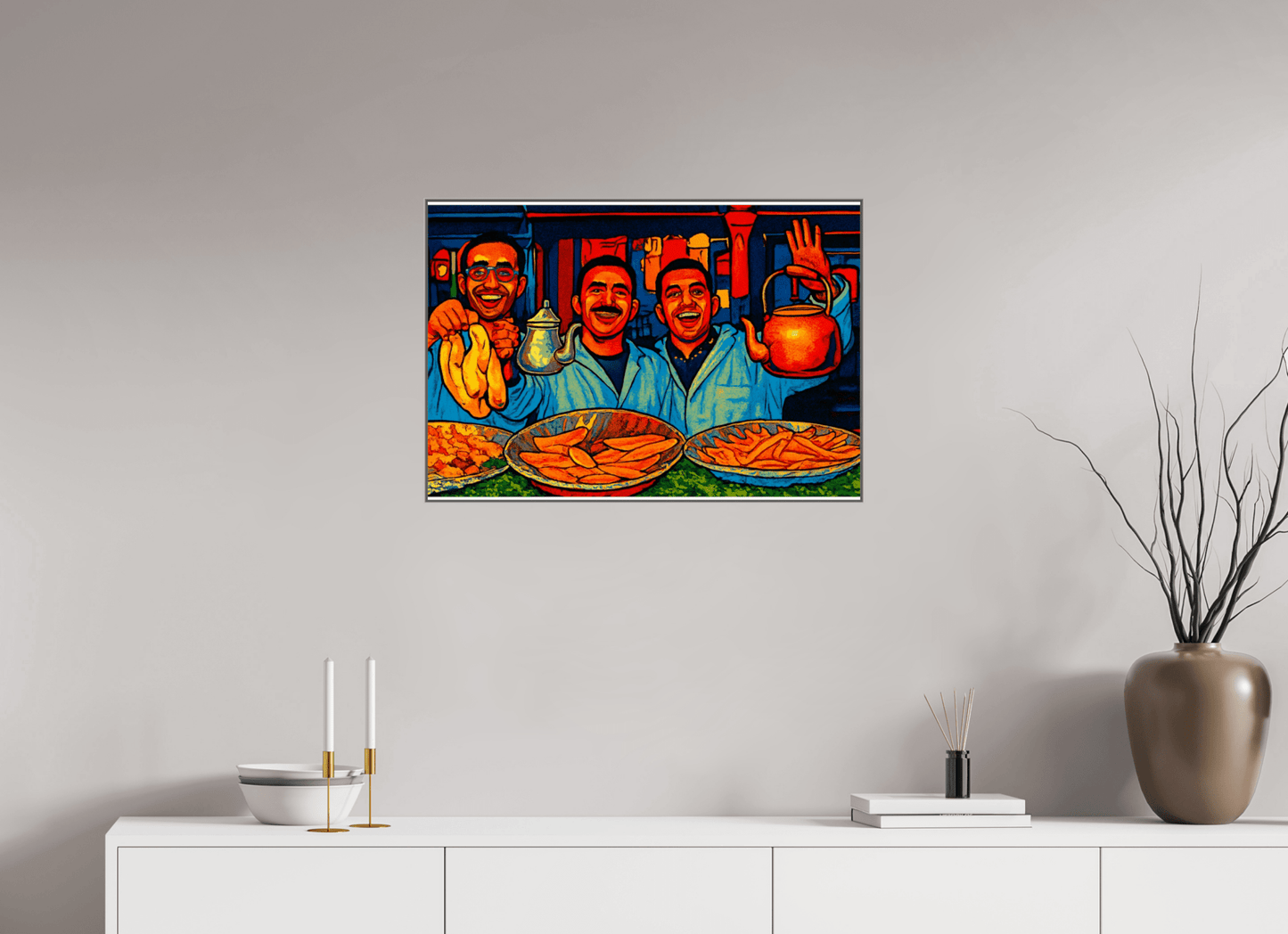 Oriental Food with Good Mood - Pop Art Design, Vol.3 - Photo Art Print under Acrylic Glass - Colors of Marrakech - Photo Art Gallery