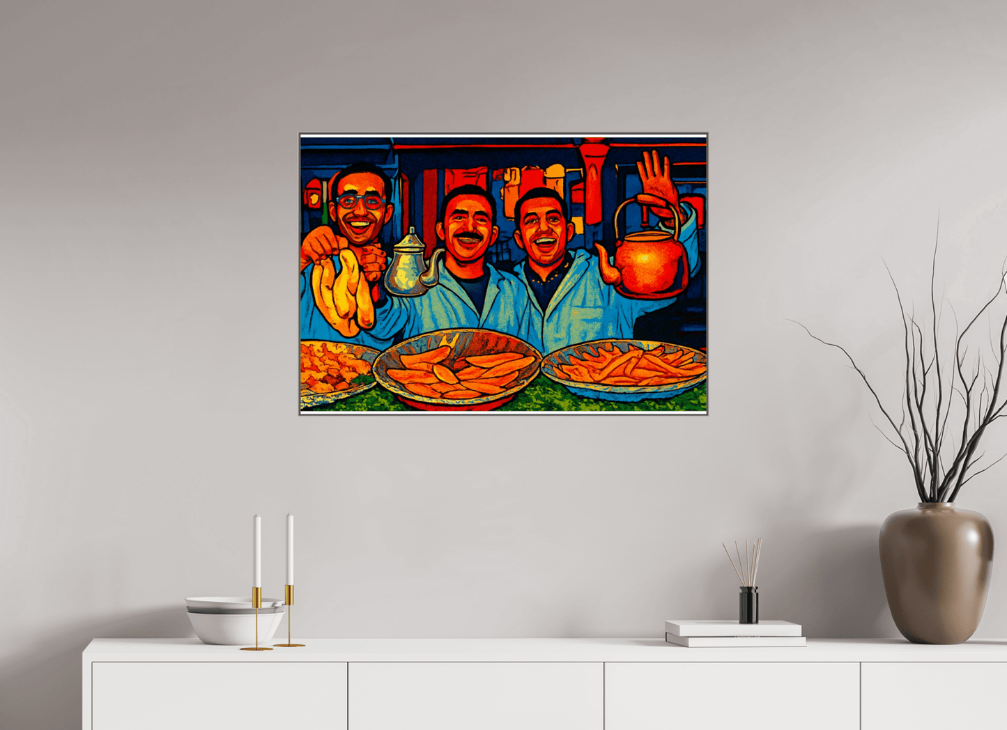 Oriental Food with Good Mood - Pop Art Design, Vol.3 - Photo Art Print under Acrylic Glass - Colors of Marrakech - Photo Art Gallery