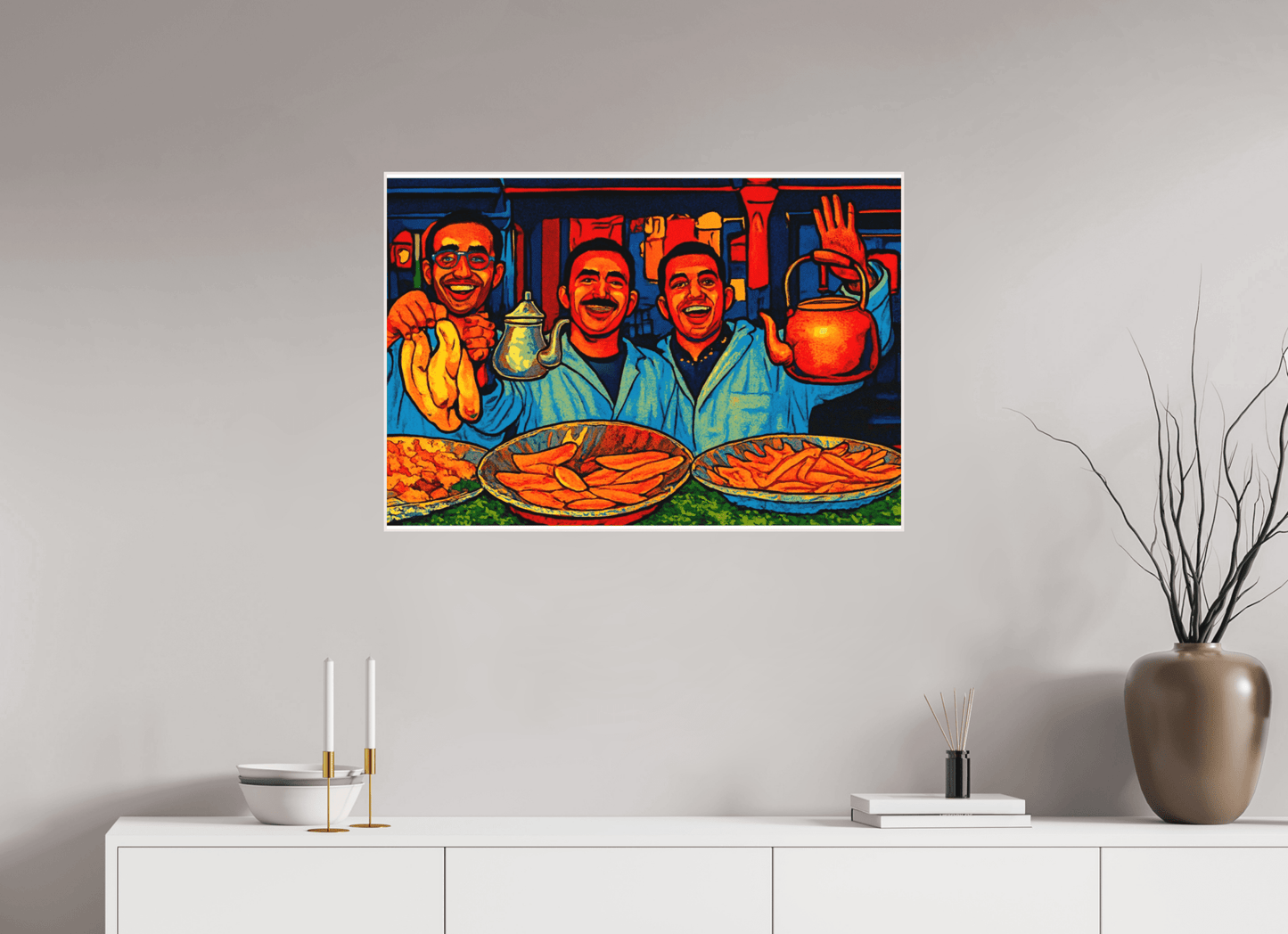 Oriental Food with Good Mood - Pop Art Design, Vol.3 - Photo Art Print under Acrylic Glass - Colors of Marrakech - Photo Art Gallery