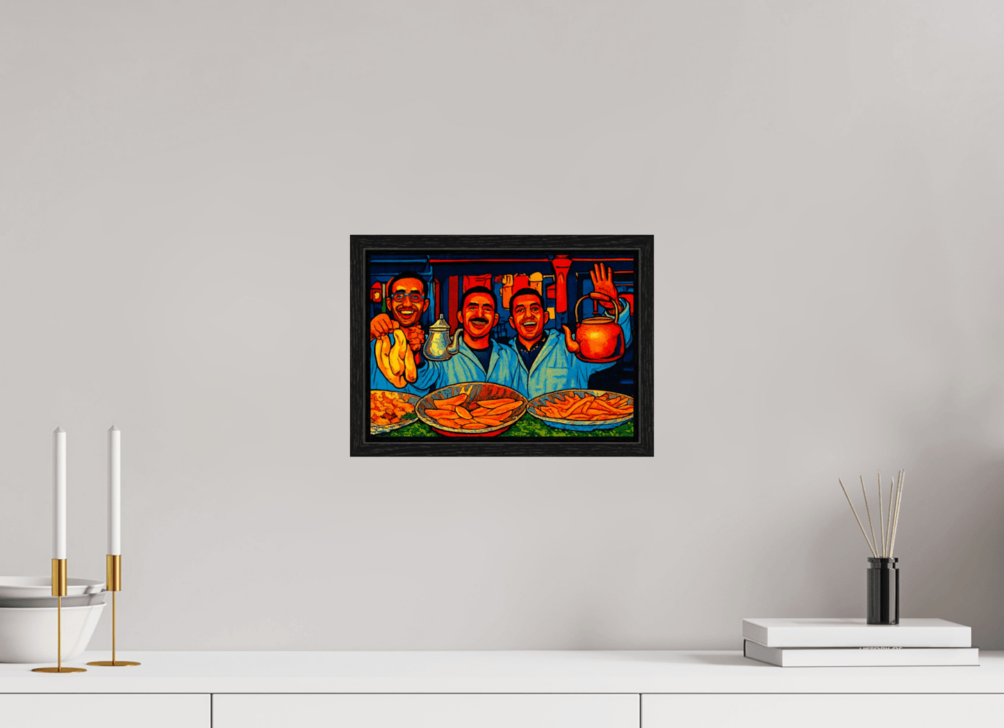 Oriental Food with Good Mood - Pop Art Design, Vol.3 - Photo Art Print under Acrylic Glass - Colors of Marrakech - Photo Art Gallery