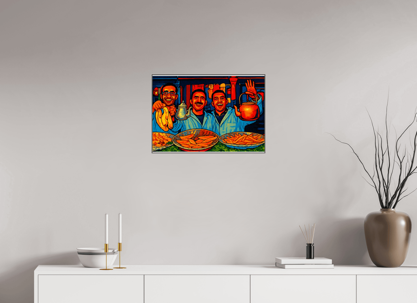 Oriental Food with Good Mood - Pop Art Design, Vol.3 - Photo Art Print under Acrylic Glass - Colors of Marrakech - Photo Art Gallery