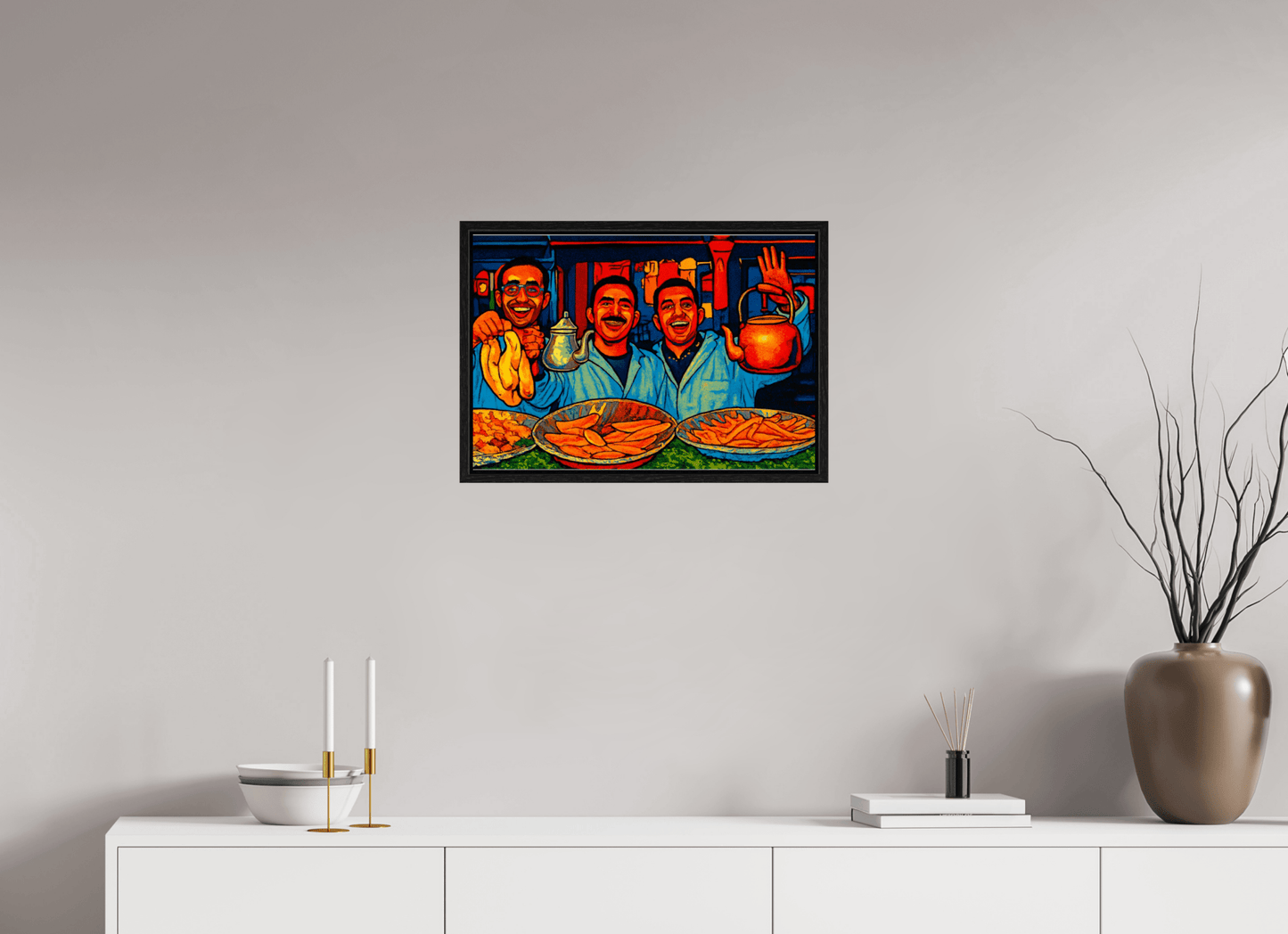 Oriental Food with Good Mood - Pop Art Design, Vol.3 - Photo Art Print under Acrylic Glass - Colors of Marrakech - Photo Art Gallery