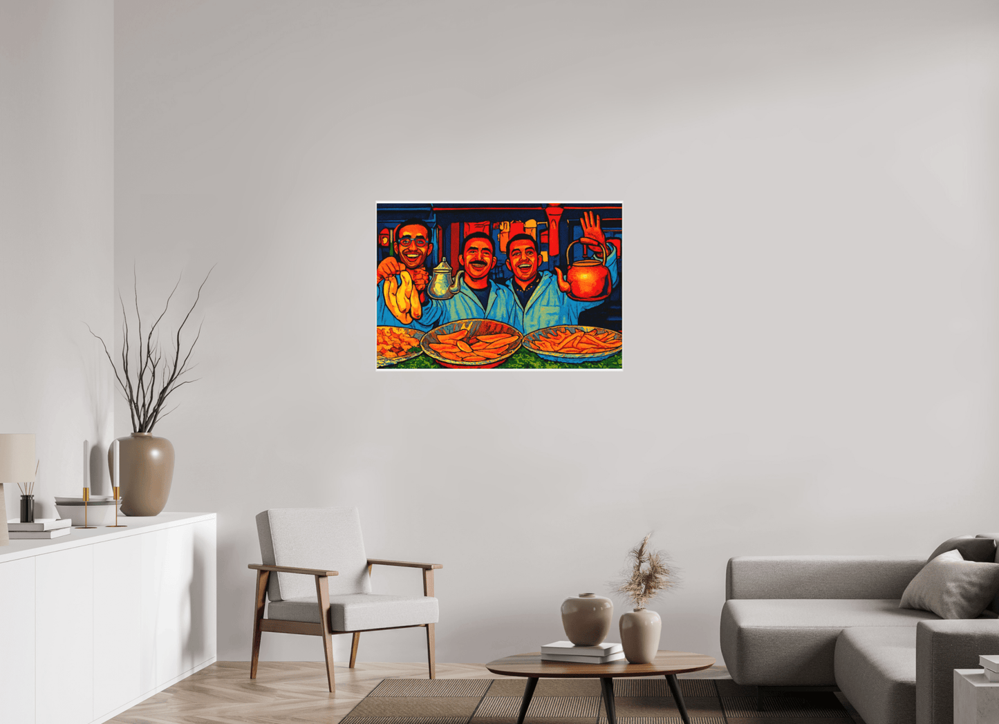 Oriental Food with Good Mood - Pop Art Design, Vol.3 - Photo Art Print under Acrylic Glass - Colors of Marrakech - Photo Art Gallery