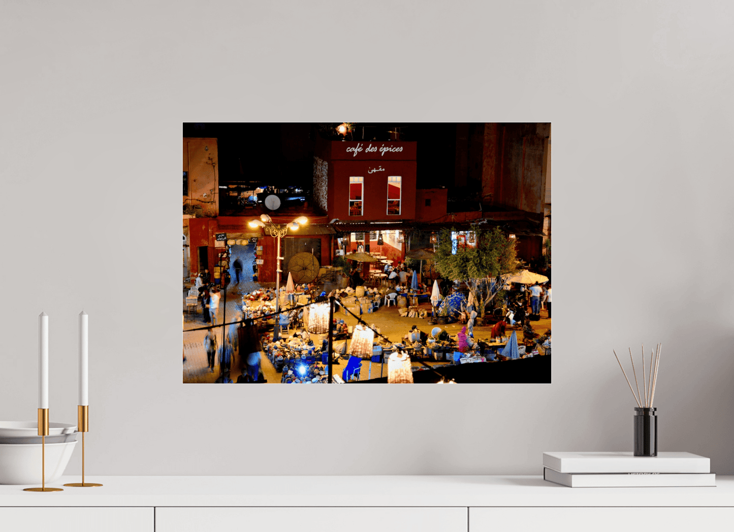 Place des Epices Marrakech at Night — Hidden Market Square in the Souks Fine Art Print - Colors of Marrakech - Photo Art Gallery