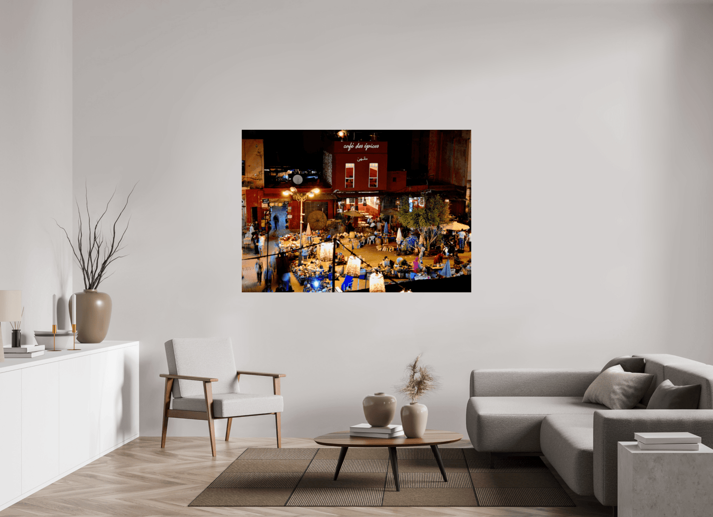 Place des Epices Marrakech at Night — Hidden Market Square in the Souks Fine Art Print - Colors of Marrakech - Photo Art Gallery
