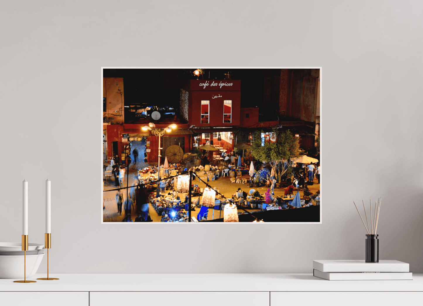 Place des Epices Marrakech at Night — Hidden Market Square in the Souks Fine Art Print - Colors of Marrakech - Photo Art Gallery