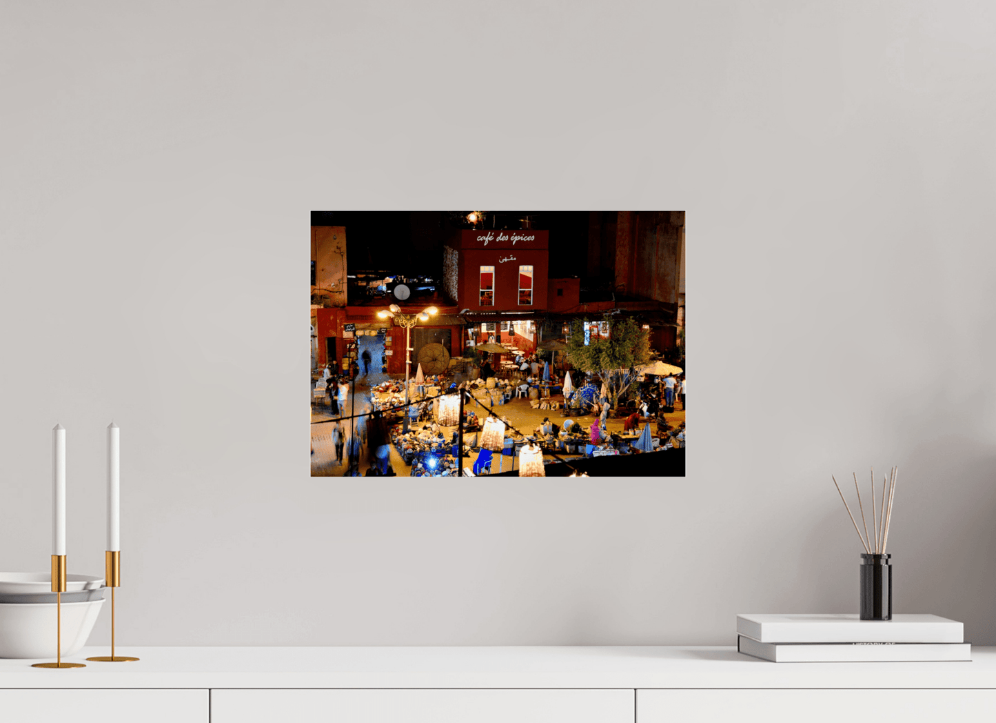 Place des Epices Marrakech at Night — Hidden Market Square in the Souks Fine Art Print - Colors of Marrakech - Photo Art Gallery