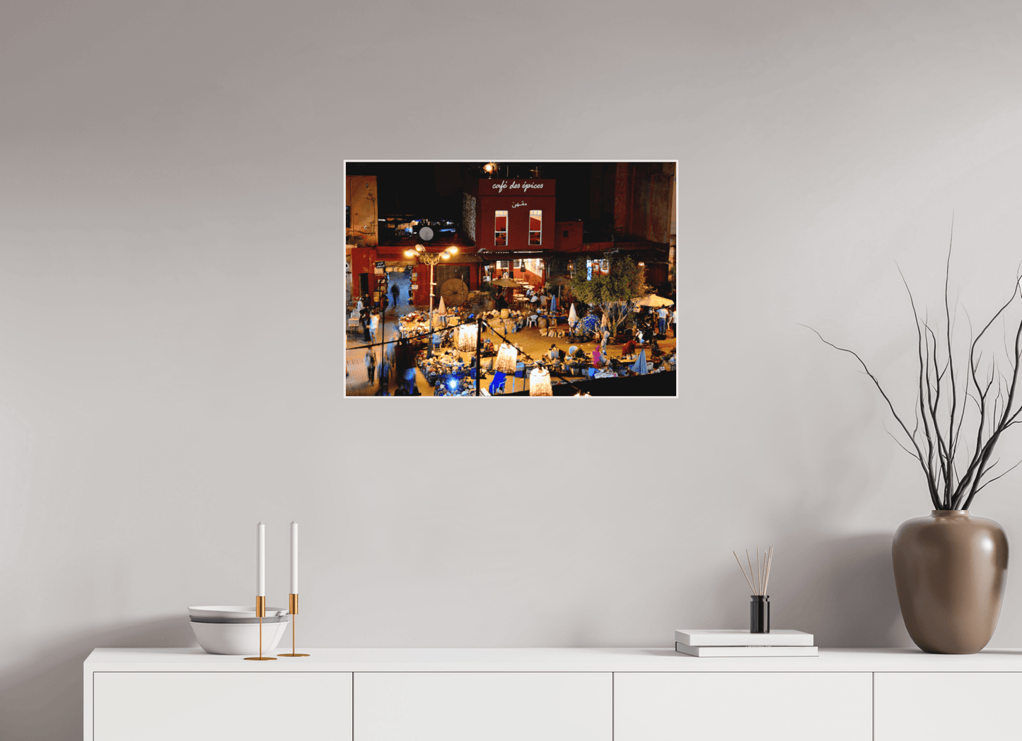 Place des Epices Marrakech at Night — Hidden Market Square in the Souks Fine Art Print - Colors of Marrakech - Photo Art Gallery