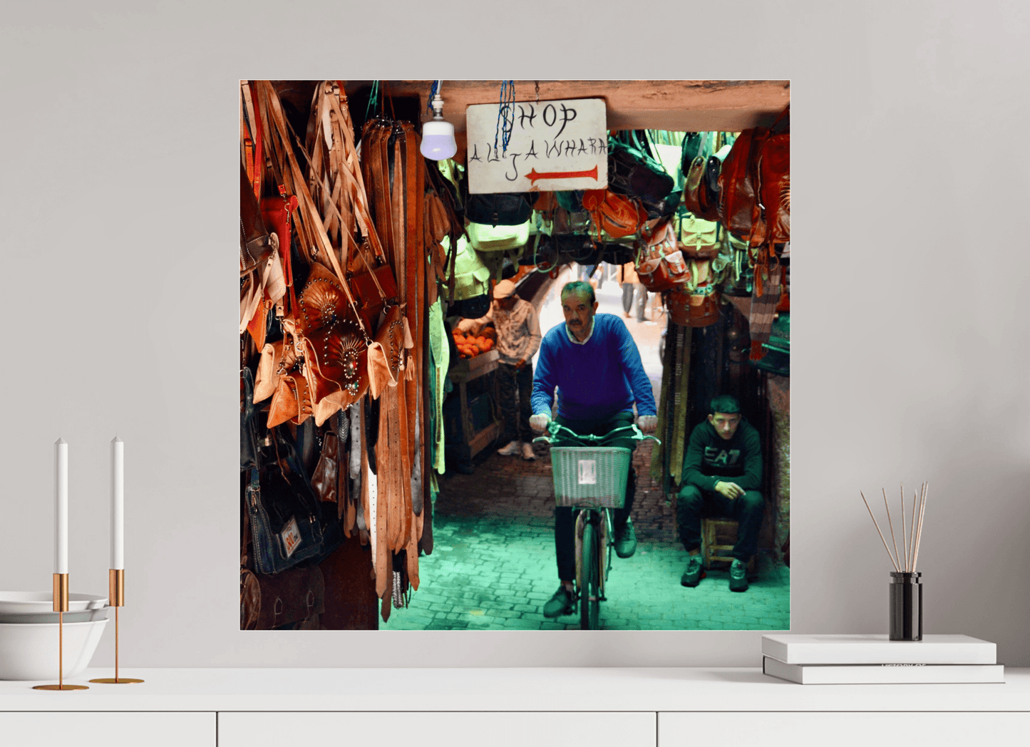 Souks by Bike at Night Vol. 1 — Fine Art Photography under Acrylic glass - Colors of Marrakech - Photo Art Gallery