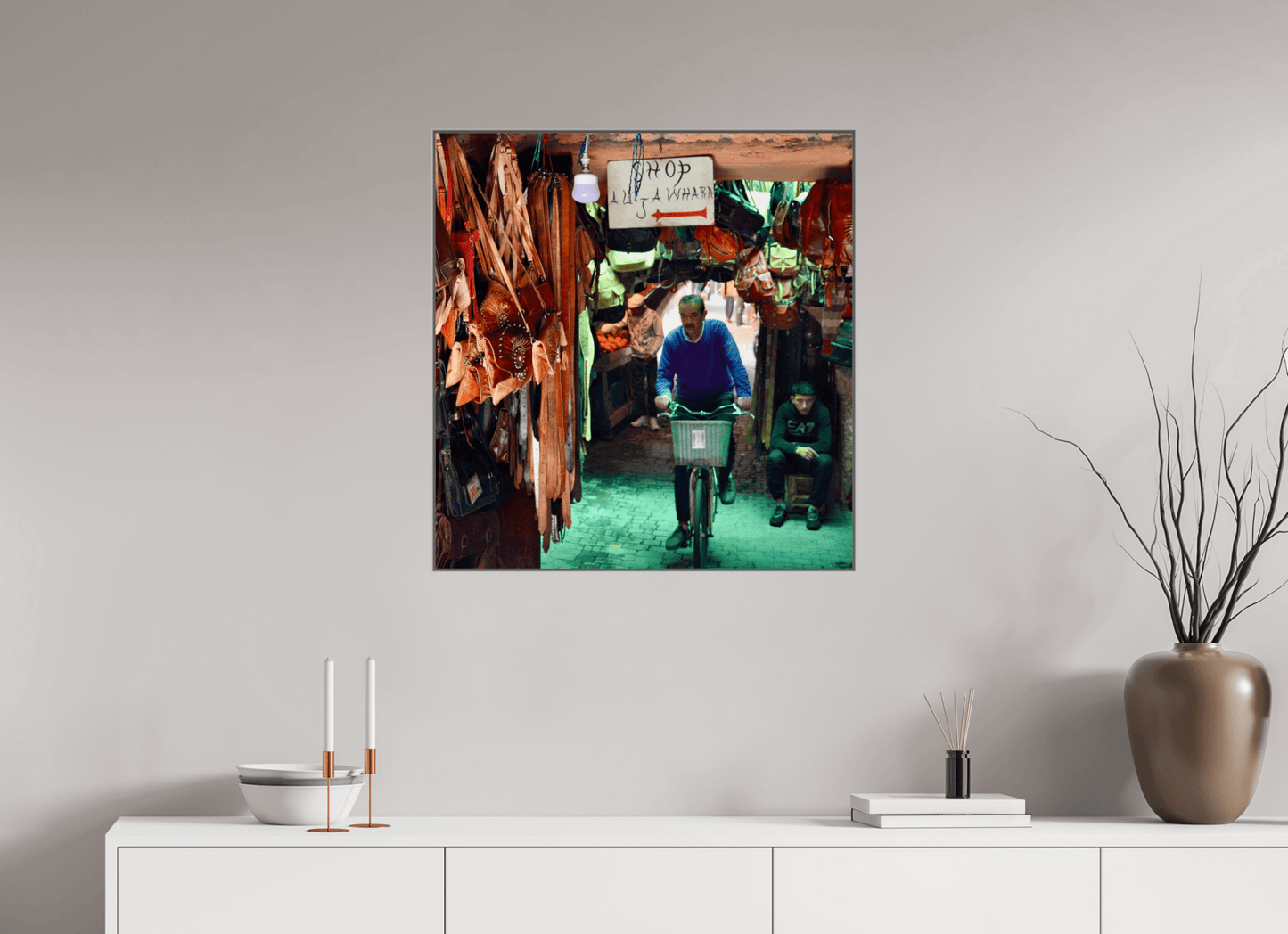 Souks by Bike at Night Vol. 1 — Fine Art Photography under Acrylic glass - Colors of Marrakech - Photo Art Gallery
