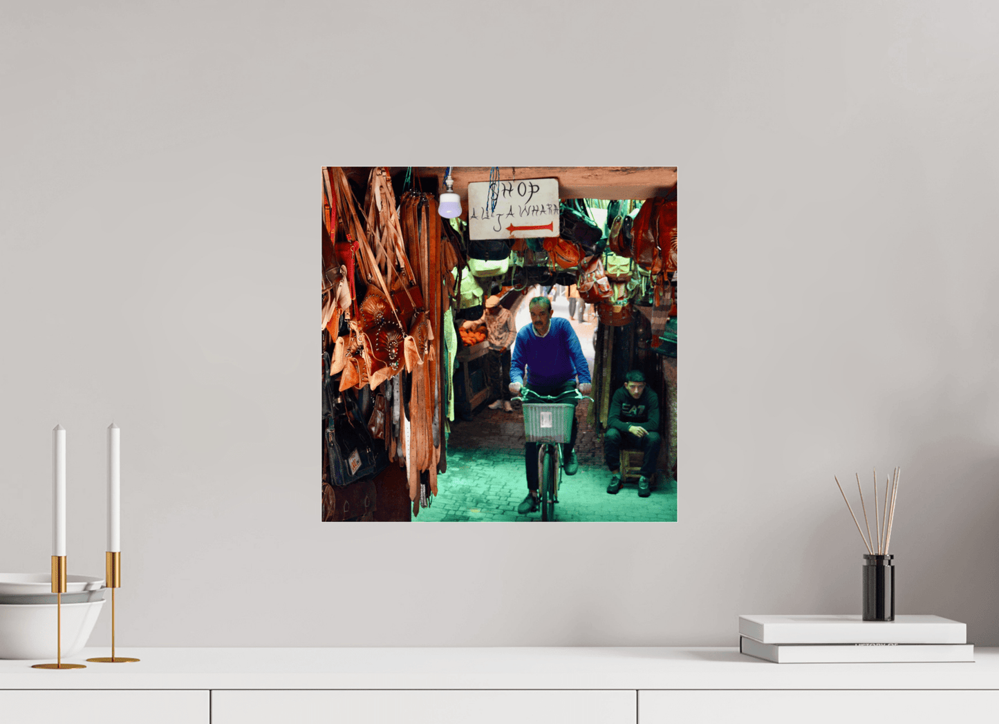 Souks by Bike at Night Vol. 1 — Fine Art Photography under Acrylic glass - Colors of Marrakech - Photo Art Gallery
