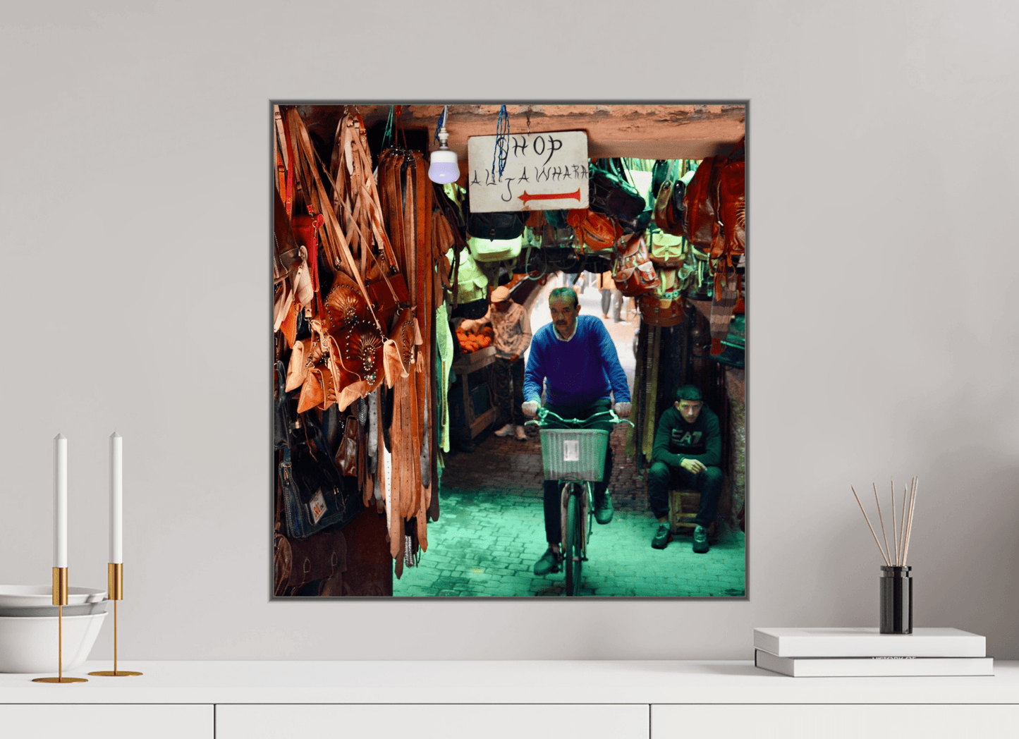 Souks by Bike at Night Vol. 1 — Fine Art Photography under Acrylic glass - Colors of Marrakech - Photo Art Gallery