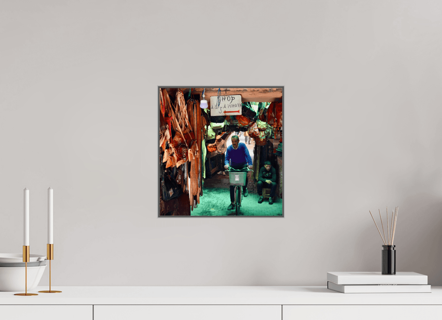Souks by Bike at Night Vol. 1 — Fine Art Photography under Acrylic glass - Colors of Marrakech - Photo Art Gallery
