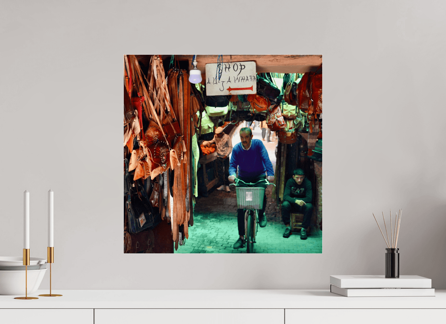 Souks by Bike at Night Vol. 1 — Fine Art Photography under Acrylic glass - Colors of Marrakech - Photo Art Gallery